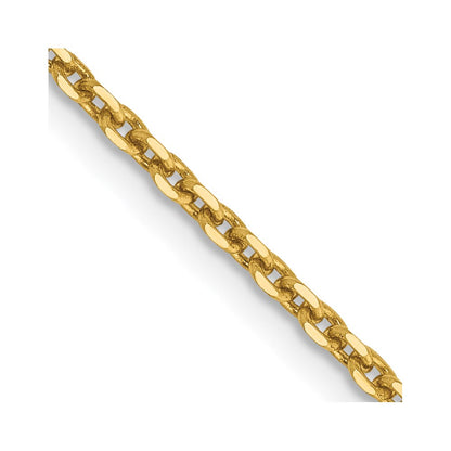 14K Gelbgold 1.65mm Massiv Diamantiert Ankerkette mit Karabinerverschluss Halskette