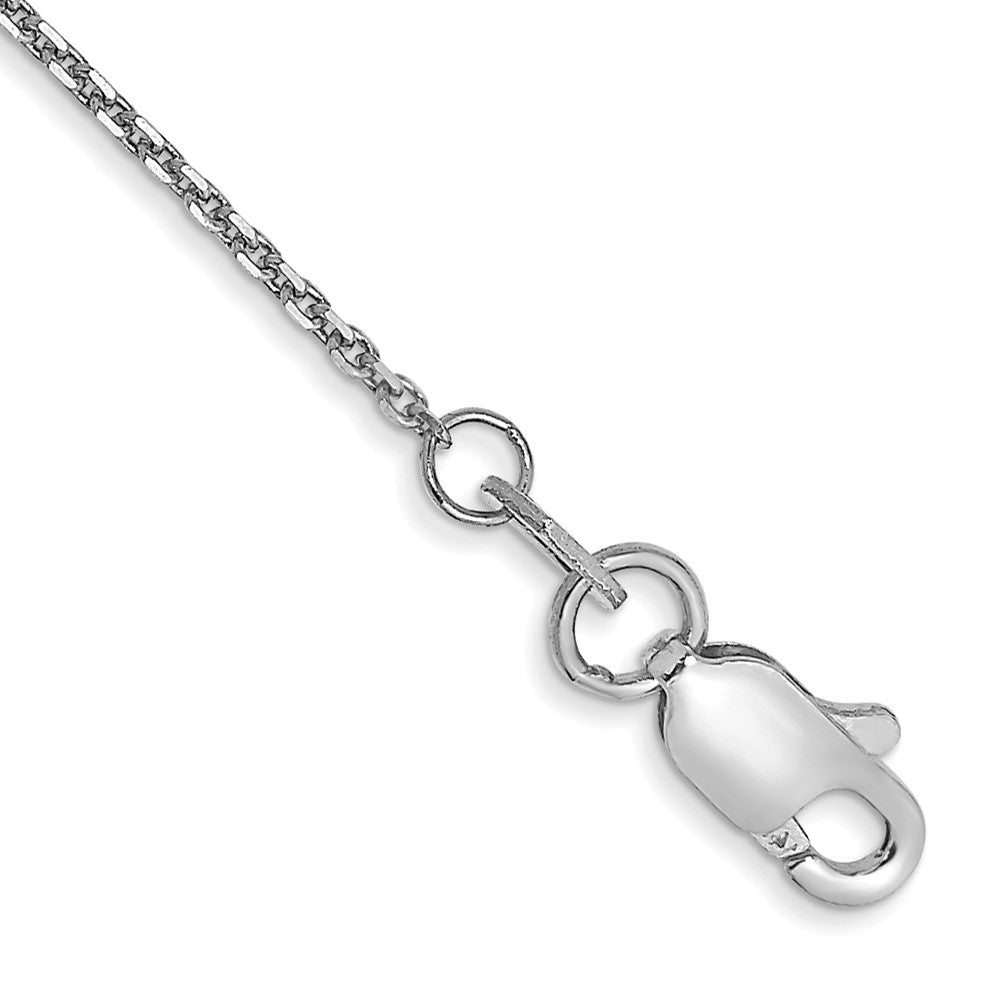 14K Weißgold.95mm Diamantiert Ankerkette mit Karabinerverschluss Kette Fußkettchen