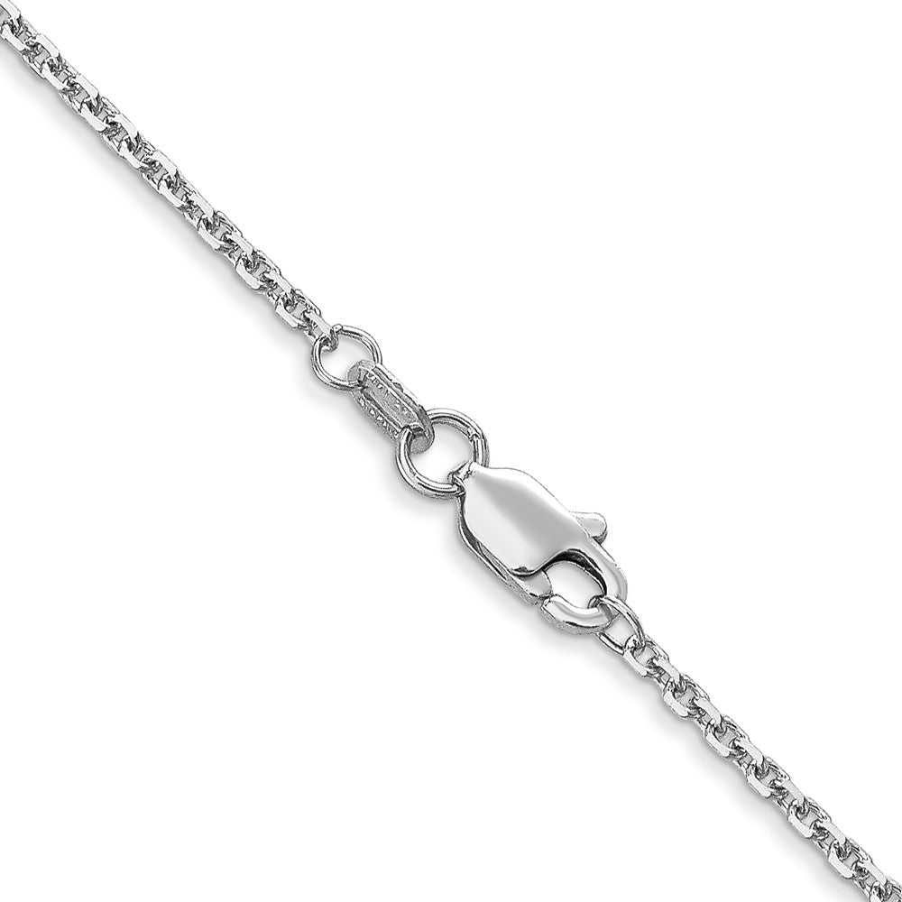 14K Weißgold 1.45mm Diamantiert Ankerkette mit Karabinerverschluss Halskette