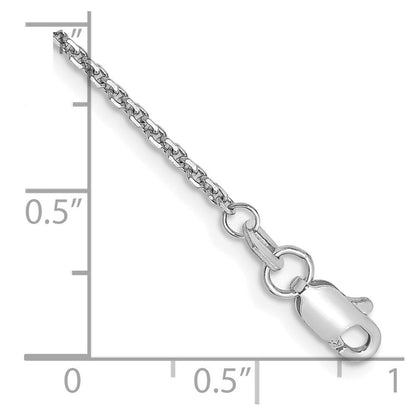 14K Weißgold 1.45mm Diamantiert Ankerkette mit Karabinerverschluss Kette Fußkettchen