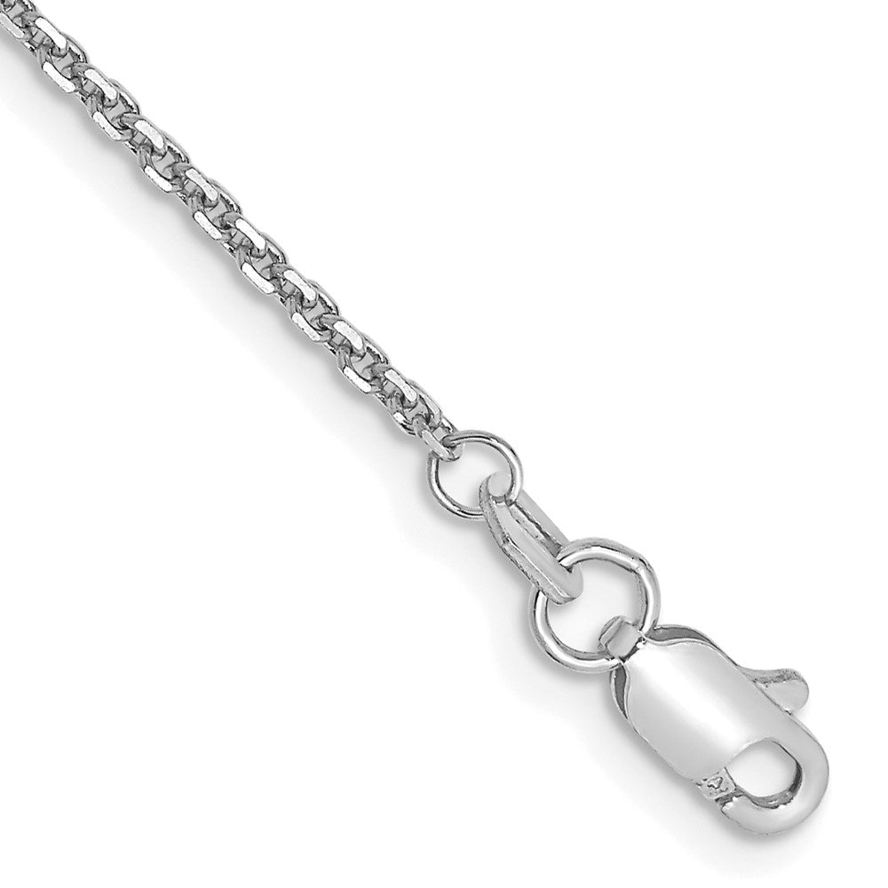 14K Weißgold 1.45mm Diamantiert Ankerkette mit Karabinerverschluss Kette Fußkettchen