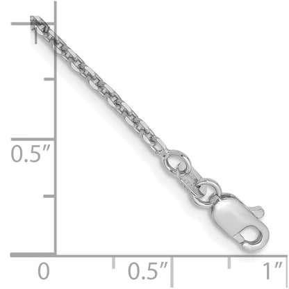 14K Weißgold 1.65mm Diamantiert Ankerkette mit Karabinerverschluss Kette Fußkettchen