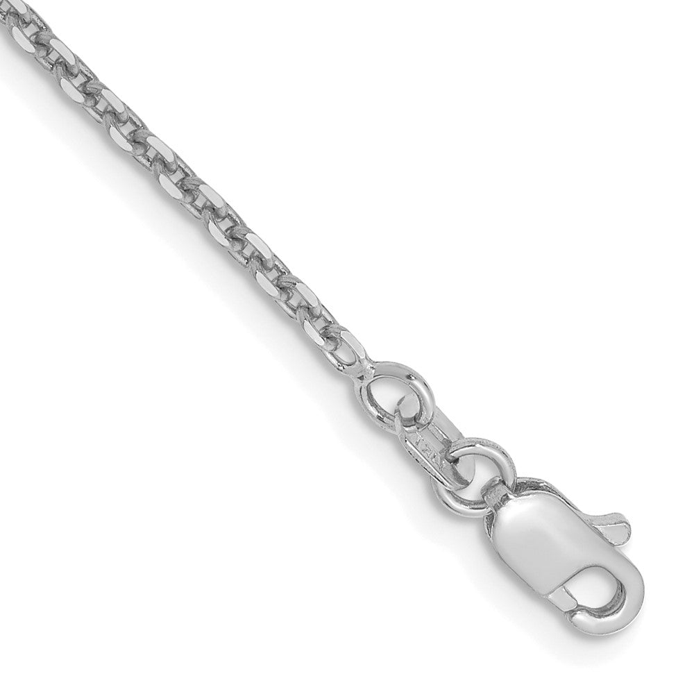 14K Weißgold 1.65mm Diamantiert Ankerkette mit Karabinerverschluss Kette Fußkettchen