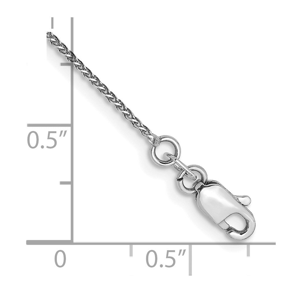 14K Weißgold 1.05mm Diamantiert Ährenkette mit Karabinerverschluss Kette Fußkettchen