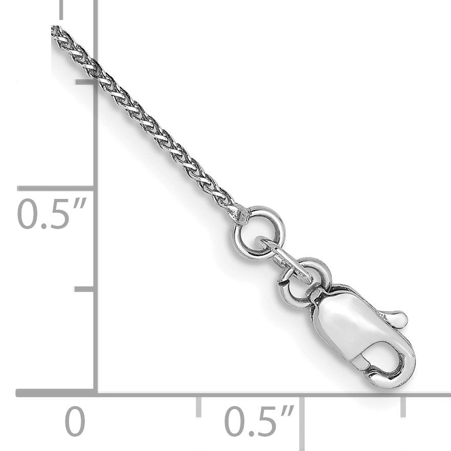 14K Weißgold 1.05mm Diamantiert Ährenkette mit Karabinerverschluss Gliederarmband
