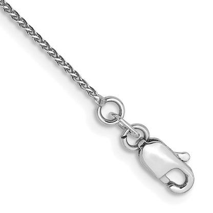 14K Weißgold 1.05mm Diamantiert Ährenkette mit Karabinerverschluss Kette Fußkettchen