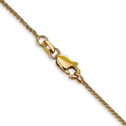 14K Gelbgold 1.05mm Diamantiert Ährenkette mit Karabinerverschluss Kinder Halskette