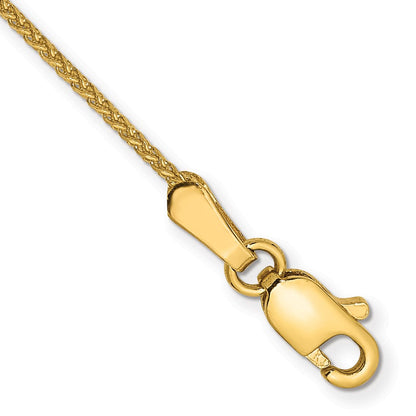 14K Gelbgold 1.05mm Diamantiert Ährenkette mit Karabinerverschluss Kette Fußkettchen