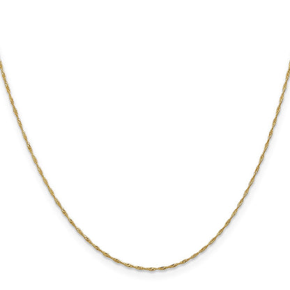 14K Gelbgold 1mm Singapurkette mit Federring Verschluss Halskette