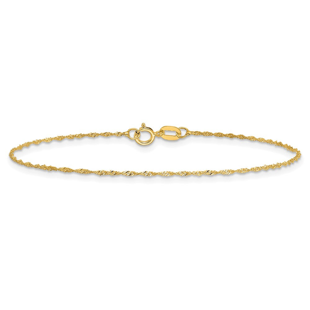 14K Gelbgold 1mm Singapurkette mit Federring Verschluss Gliederarmband