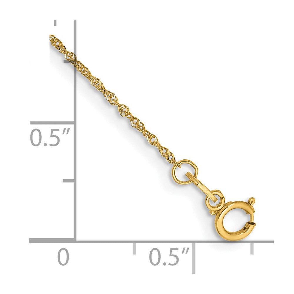 14K Gelbgold 1mm Singapurkette mit Federring Verschluss Gliederarmband