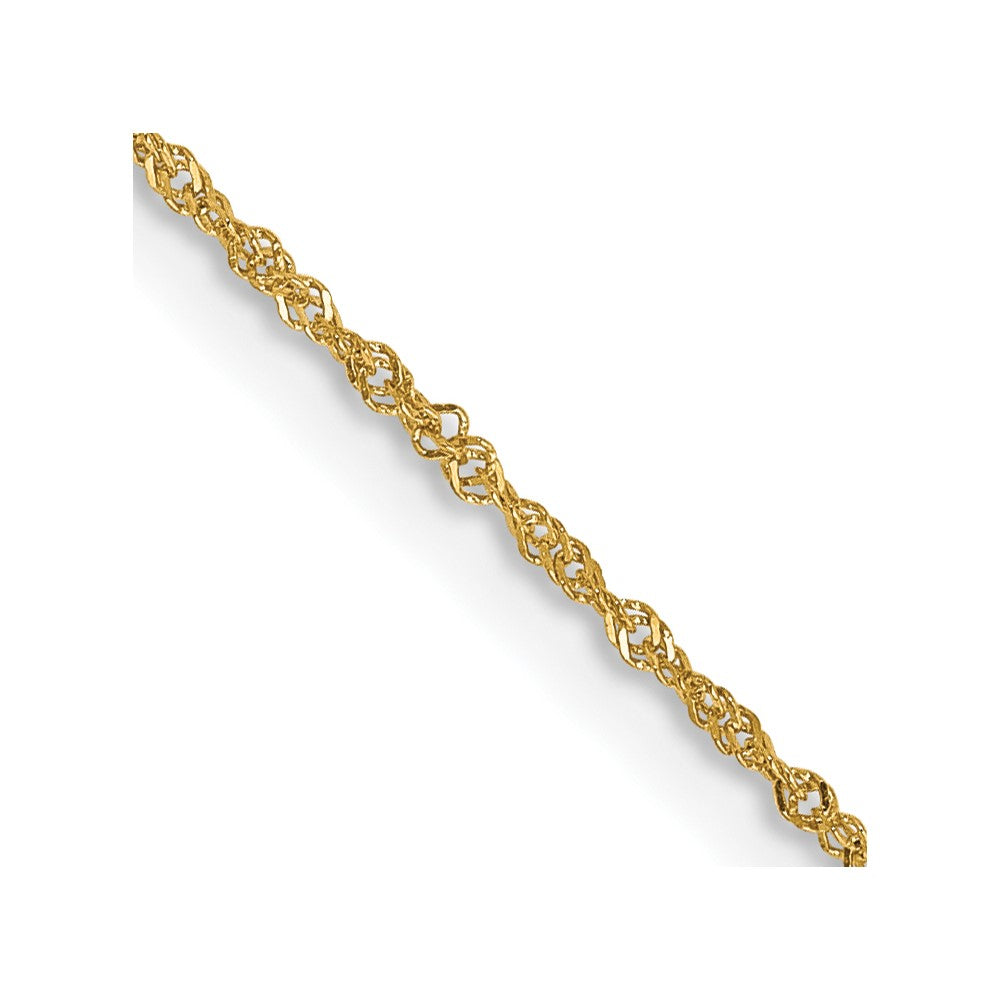 14K Gelbgold 1mm Singapurkette mit Federring Verschluss Kette Kinder Halskette