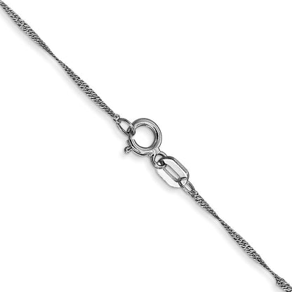 14K Weißgold 1mm Singapurkette mit Federring Verschluss Halskette
