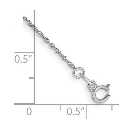 14K Weißgold 1mm Singapurkette mit Federring Verschluss Kette Fußkettchen