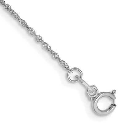 14K Weißgold 1mm Singapurkette mit Federring Verschluss Gliederarmband