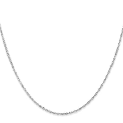 14K Weißgold 1.10mm Singapurkette mit Federring Verschluss Halskette