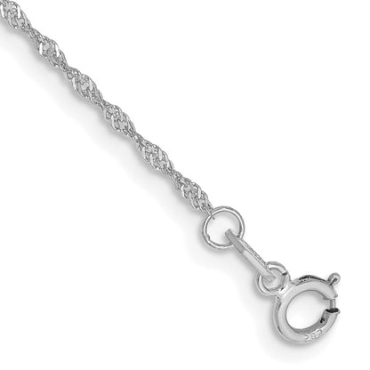 14K Weißgold 1.10mm Singapurkette mit Federring Verschluss Kette Fußkettchen