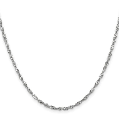 14K Weißgold 2.0mm Singapurkette mit Karabinerverschluss Halskette