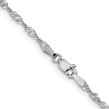 14K Weißgold 2.0mm Singapurkette mit Karabinerverschluss Halskette