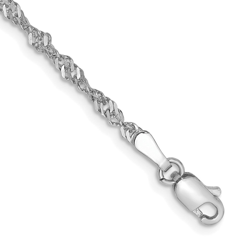 14K Weißgold 2.0mm Singapurkette mit Karabinerverschluss Gliederarmband