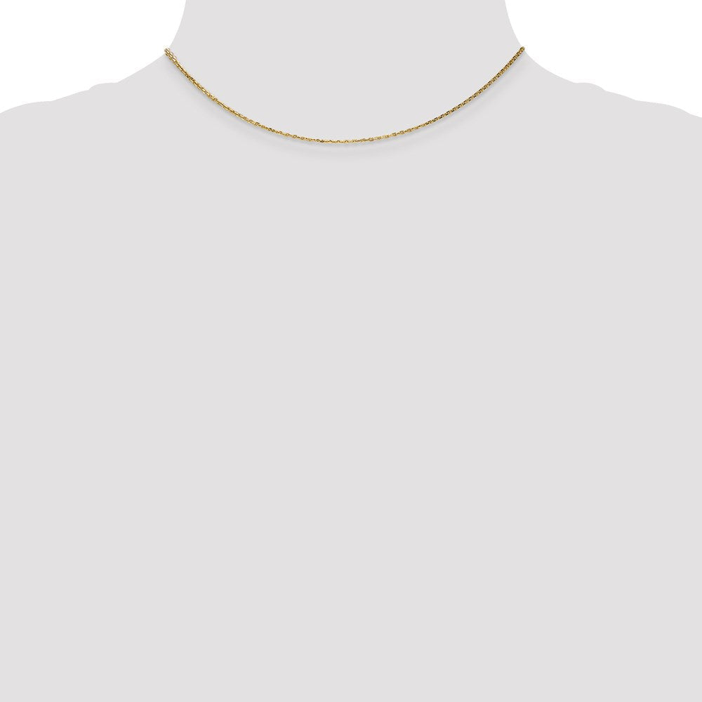 14K Gelbgold.95mm Diamantiert Ankerkette mit Karabinerverschluss Kette Kinder Halskette