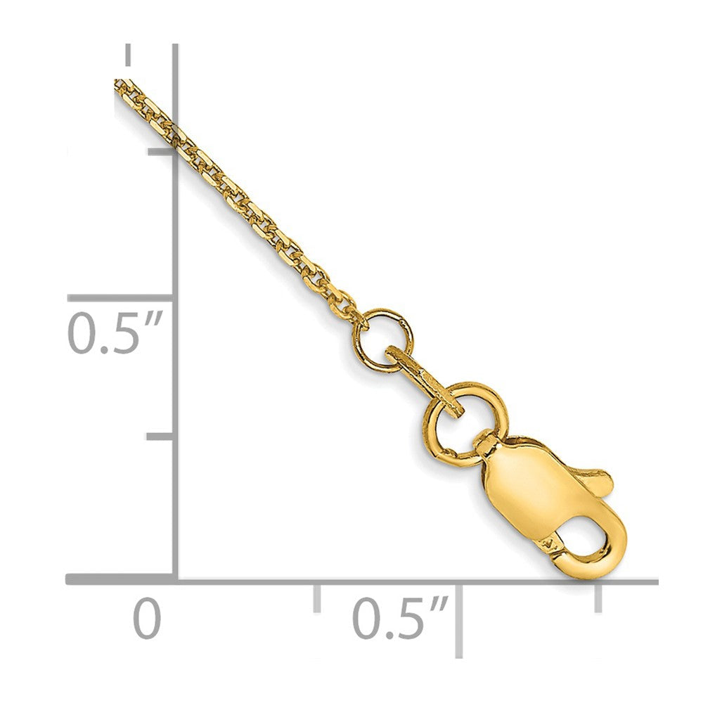14K Gelbgold.95mm Diamantiert Ankerkette mit Karabinerverschluss Kette Fußkettchen