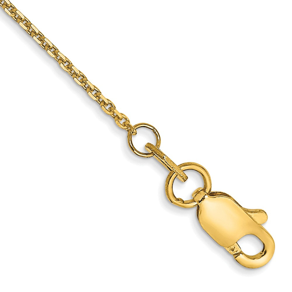 14K Gelbgold.95mm Diamantiert Ankerkette mit Karabinerverschluss Kette Fußkettchen