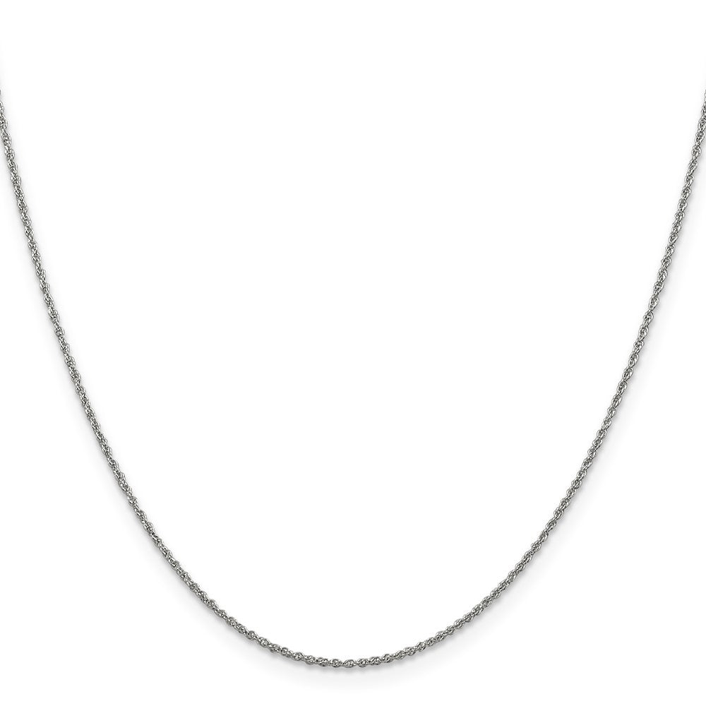 14K Weißgold 1.1mm Baby Kordel mit Federring Verschluss Halskette