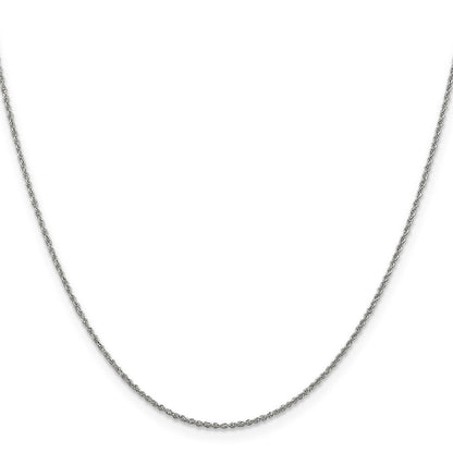 14K Weißgold 1.1mm Baby Kordel mit Federring Verschluss Halskette