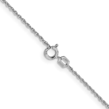 14K Weißgold 1.1mm Baby Kordel mit Federring Verschluss Halskette