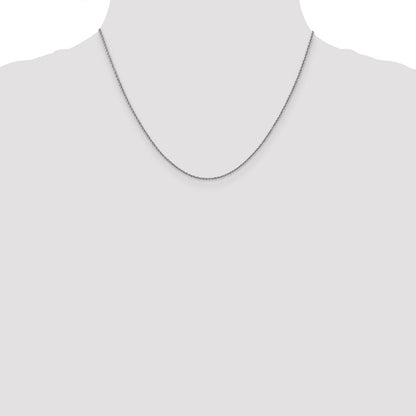 14K Weißgold 1.1mm Baby Kordel mit Federring Verschluss Halskette