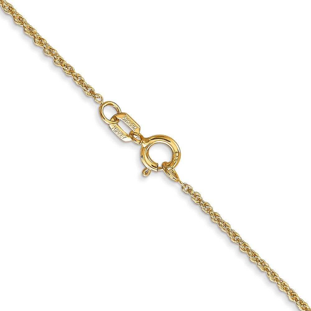 14K Gelbgold 1.1mm Baby Kordel mit Federring Verschluss Halskette