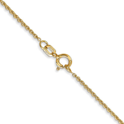 14K Gelbgold 1.1mm Baby Kordel mit Federring Verschluss Halskette
