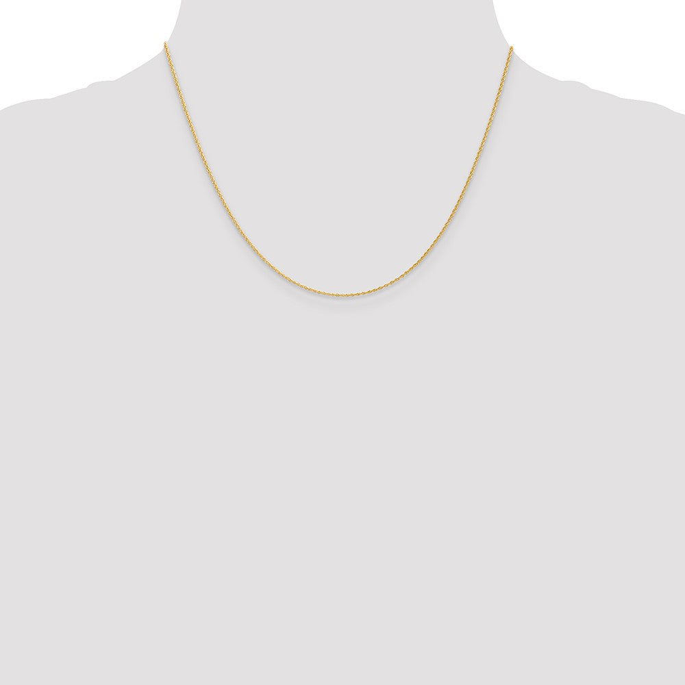 14K Gelbgold 1.1mm Baby Kordel mit Federring Verschluss Halskette