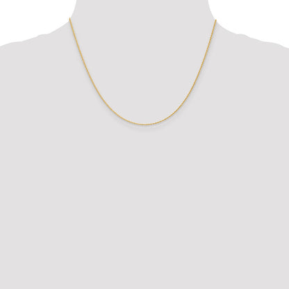 14K Gelbgold 1.1mm Baby Kordel mit Federring Verschluss Halskette