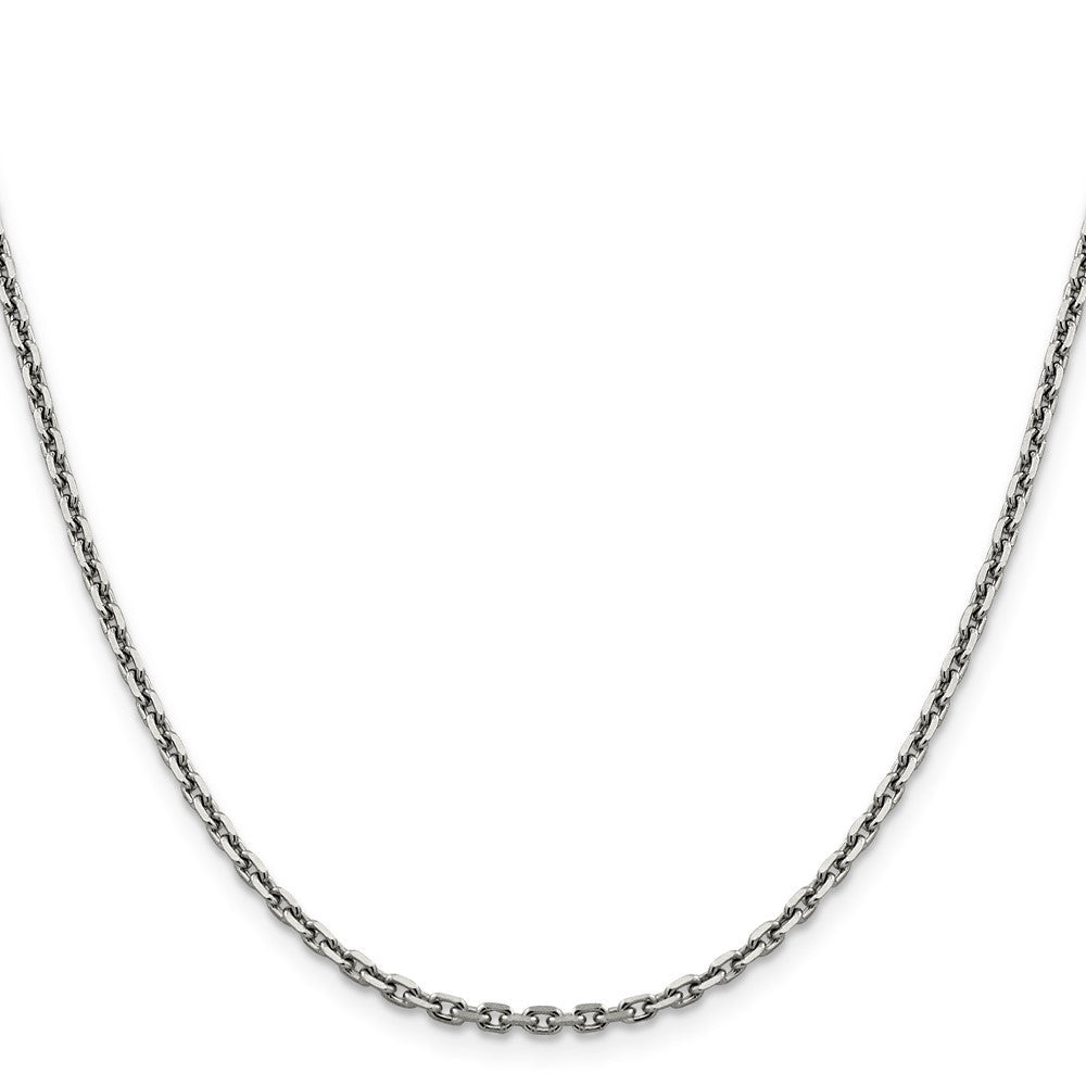 14K Weißgold 2.5mm Diamantiert Ankerkette mit Karabinerverschluss Halskette