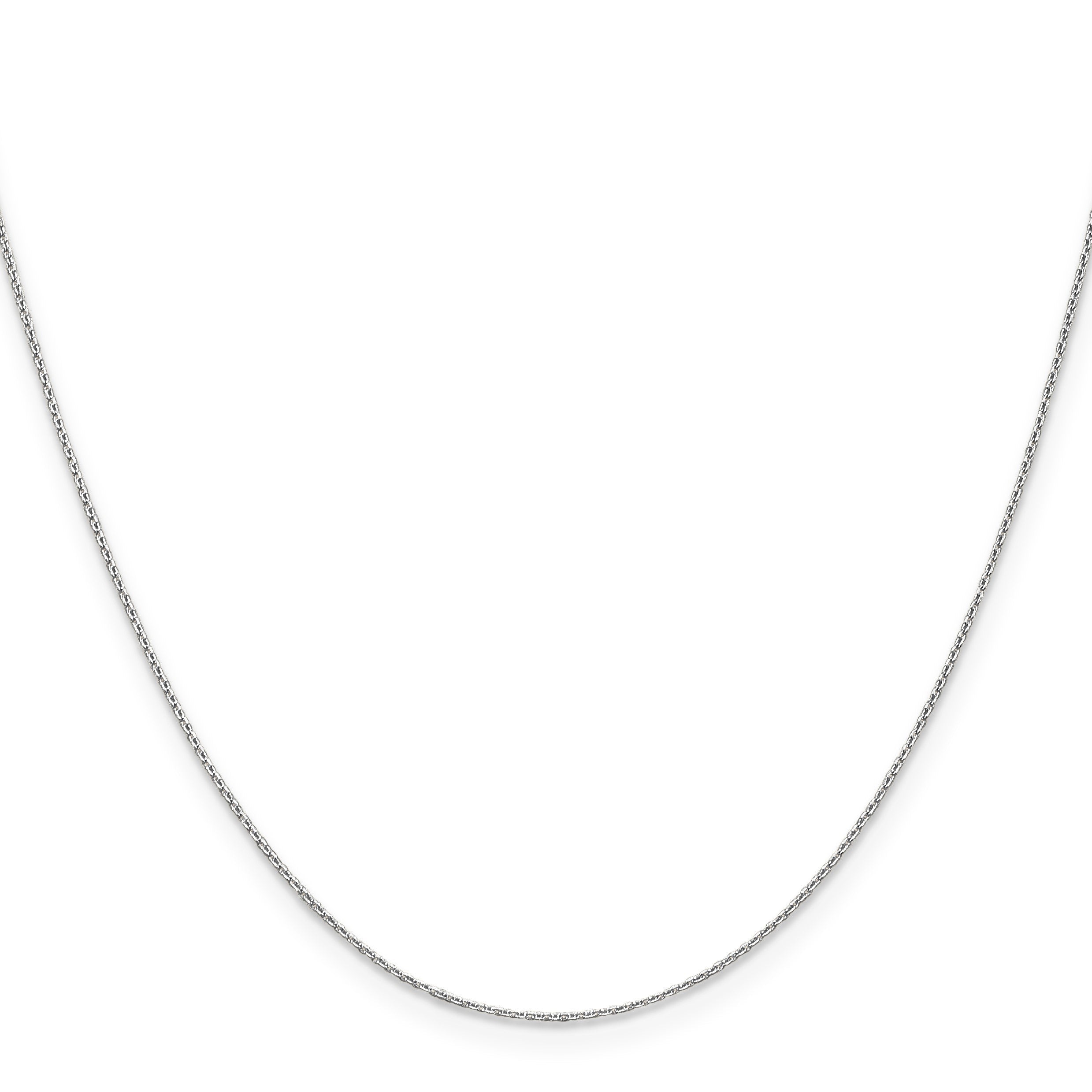 14K Weißgold.65mm Diamantiert Rund Offen Glieder Ankerkette mit Karabinerverschluss Halskette