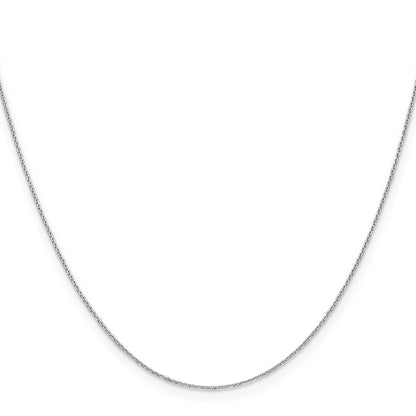14K Weißgold.65mm Diamantiert Rund Offen Glieder Ankerkette mit Karabinerverschluss Halskette
