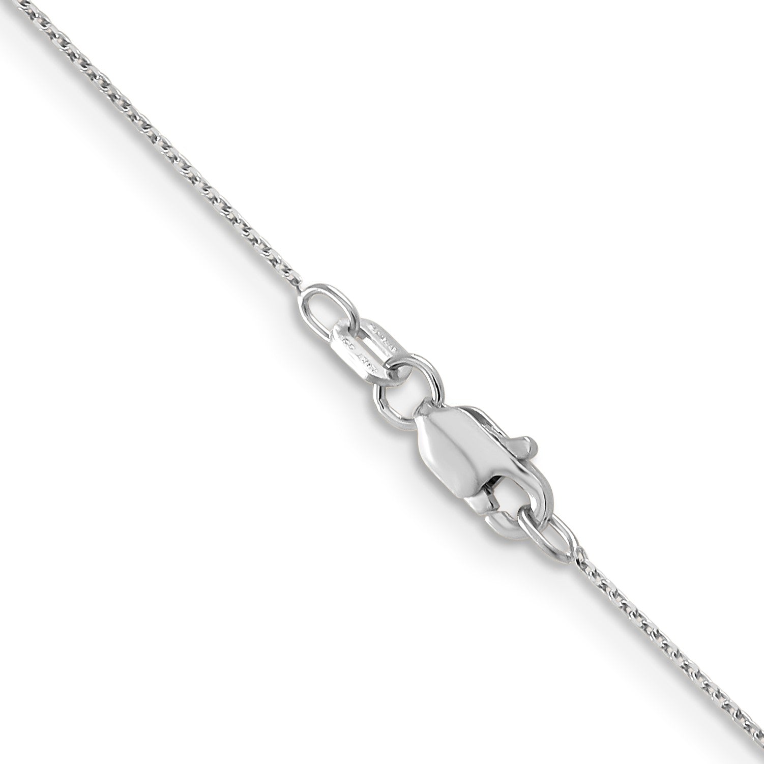 14K Weißgold.65mm Diamantiert Rund Offen Glieder Ankerkette mit Karabinerverschluss Halskette
