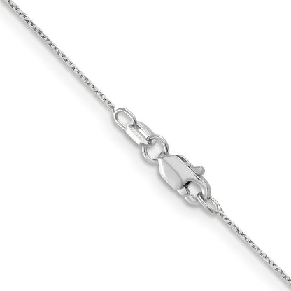 14K Weißgold.65mm Diamantiert Rund Offen Glieder Ankerkette mit Karabinerverschluss Halskette