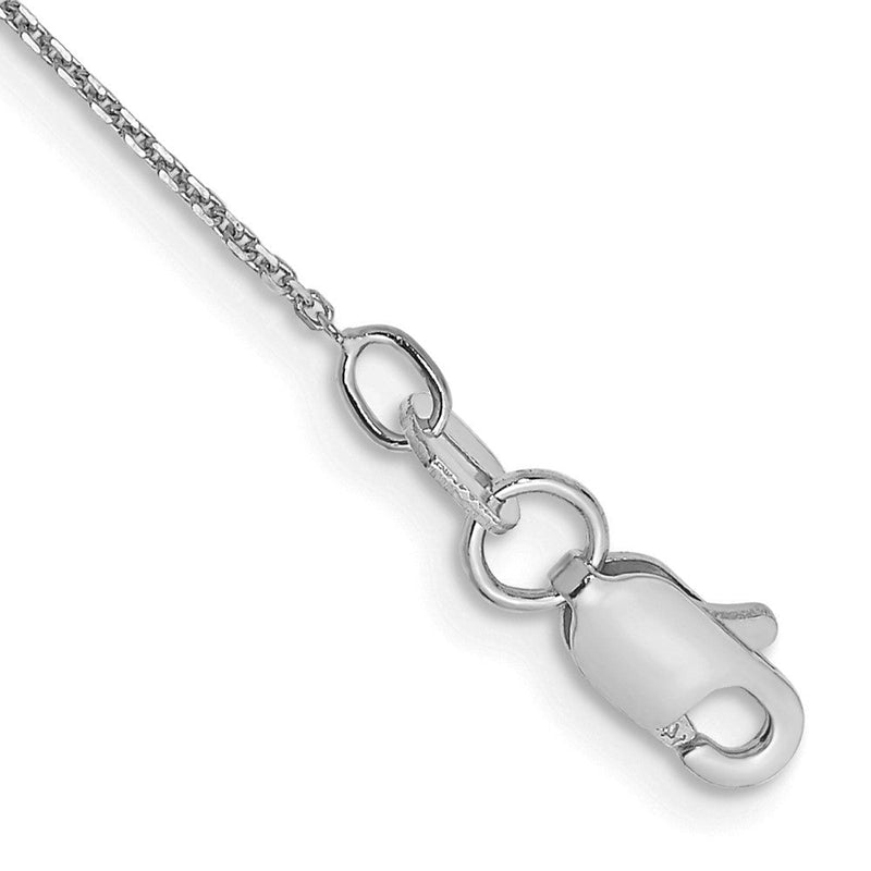 14K Weißgold.8mm Diamantiert Rund Offen Glieder Ankerkette mit Karabinerverschluss Kette Fußkettchen