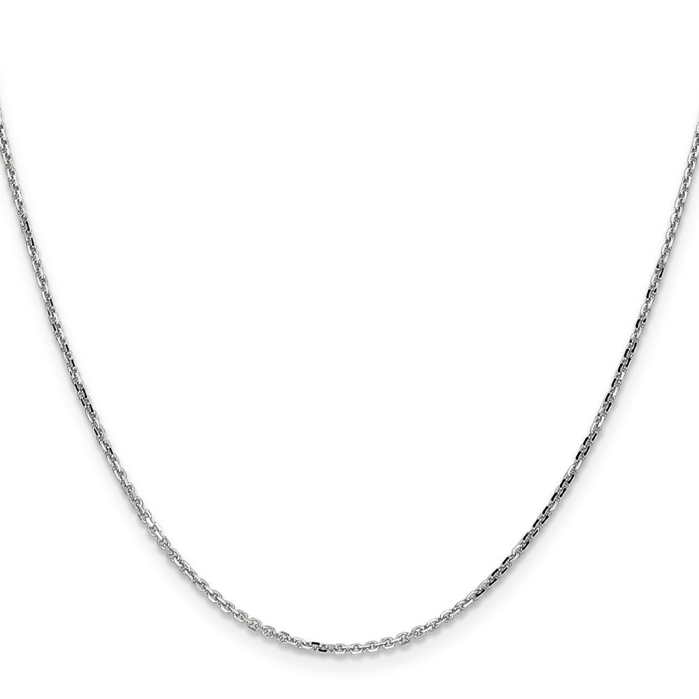 14K Weißgold 1.4mm Diamantiert Rund Offen Glieder Ankerkette mit Karabinerverschluss Halskette