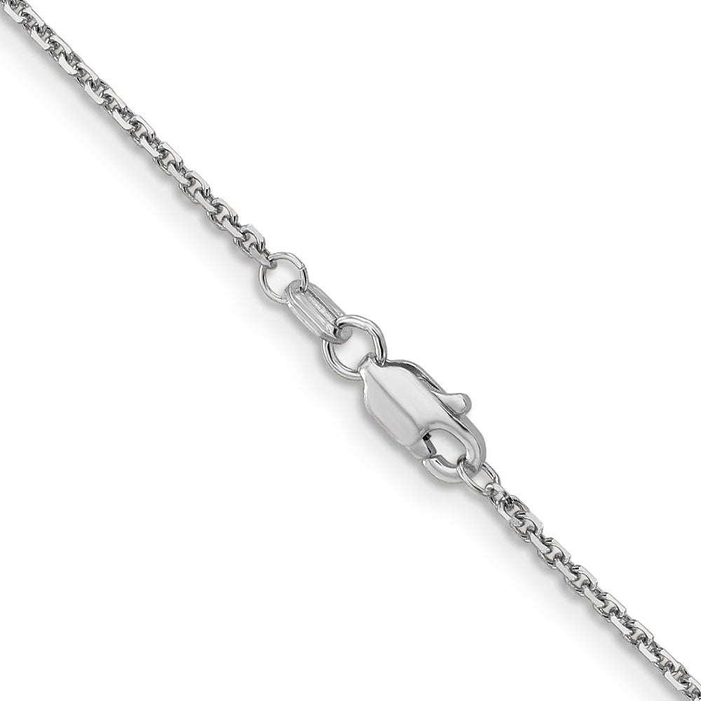 14K Weißgold 1.4mm Diamantiert Rund Offen Glieder Ankerkette mit Karabinerverschluss Halskette