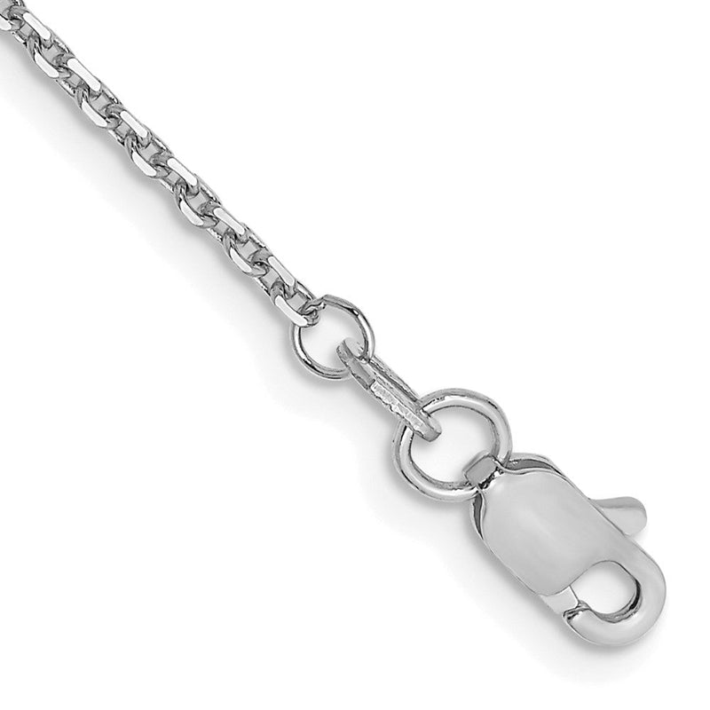14K Weißgold 1.4mm Diamantiert Rund Offen Glieder Ankerkette mit Karabinerverschluss Kette Fußkettchen