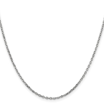 14K Weißgold 1.8mm Diamantiert Rund Offen Glieder Ankerkette mit Karabinerverschluss Halskette