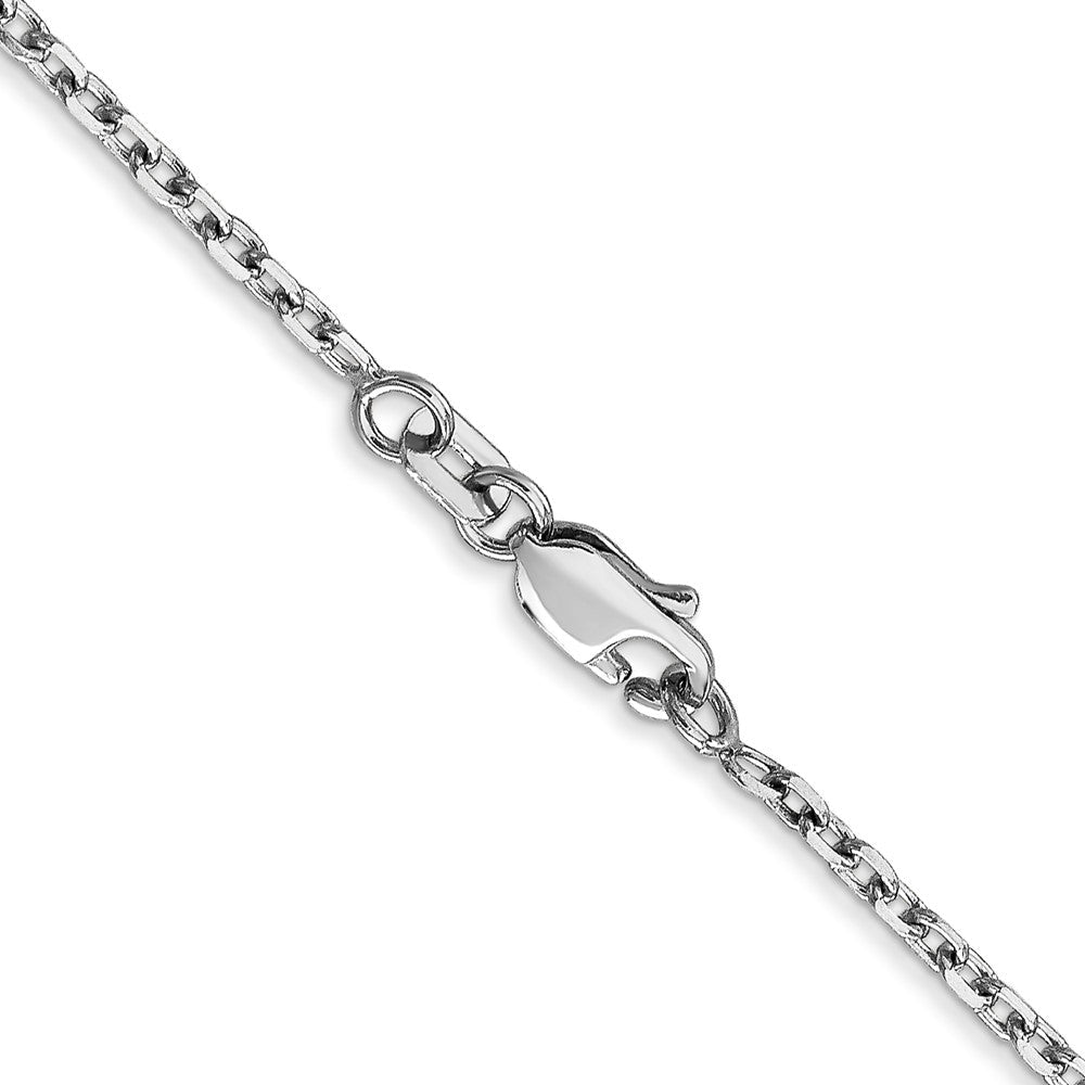 14K Weißgold 1.8mm Diamantiert Rund Offen Glieder Ankerkette mit Karabinerverschluss Halskette