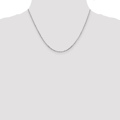 14K Weißgold 1.8mm Diamantiert Rund Offen Glieder Ankerkette mit Karabinerverschluss Halskette