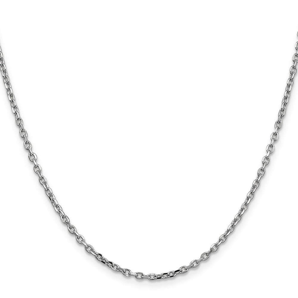 14K Weißgold 2.2mm Diamantiert Rund Offen Glieder Ankerkette mit Karabinerverschluss Halskette
