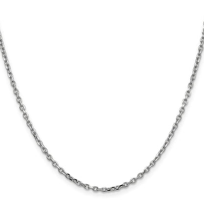 14K Weißgold 2.2mm Diamantiert Rund Offen Glieder Ankerkette mit Karabinerverschluss Halskette