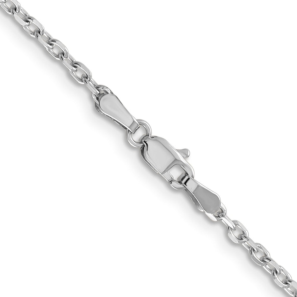 14K Weißgold 2.2mm Diamantiert Rund Offen Glieder Ankerkette mit Karabinerverschluss Halskette